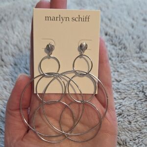 Marlyn Schiff Triple Silver Hoop Earrings
